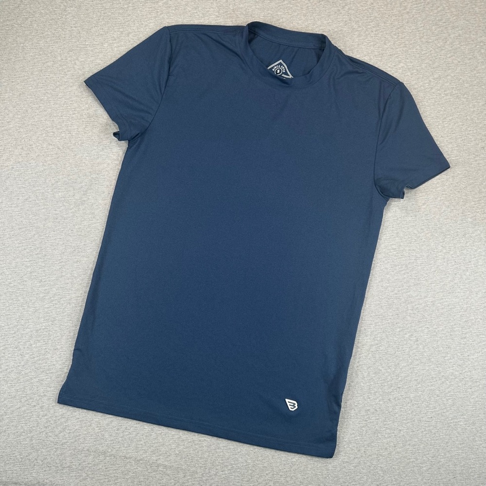 Burlebo Shirt Womens Small Navy Blue Solid Performance Short Sleeve Stretch